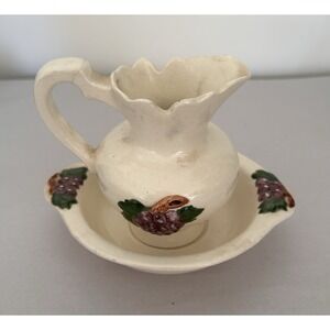 Vintage‎ Porcelain Wash Basin and Bowl Grape Pattern Pearl Finish